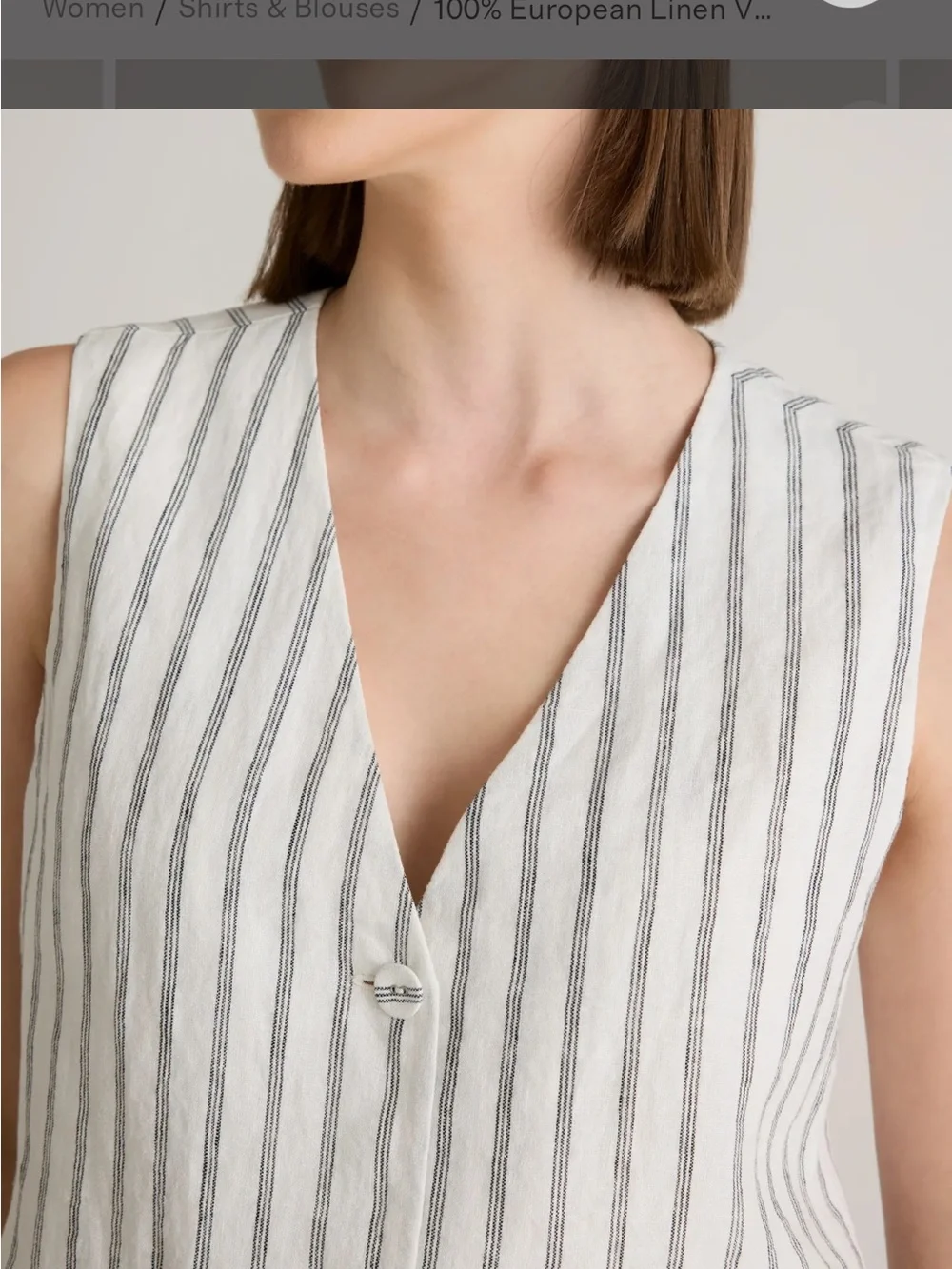 100% European Linen Matching Striped Vest and Pants Matching Set